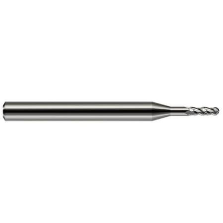 Harvey Tool 5/64 in. Cutter dia. x 0.234in. 15/64 x 0.406in. 13/32 Reach Carbide Ball End Mill, 4 Flutes 982878